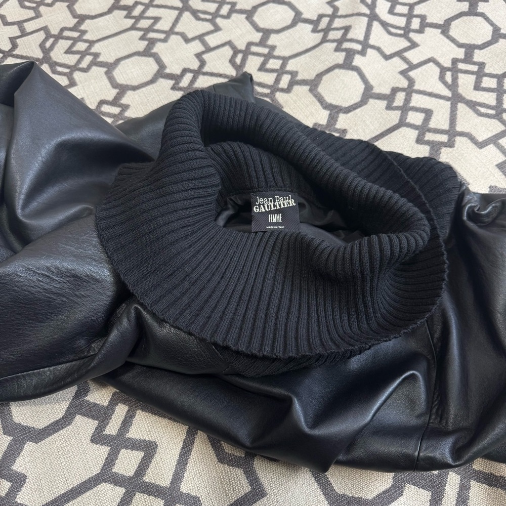Jean Paul Gaultier Genuine Leather Dress Black Femme Midi L - Picture 12 of 15